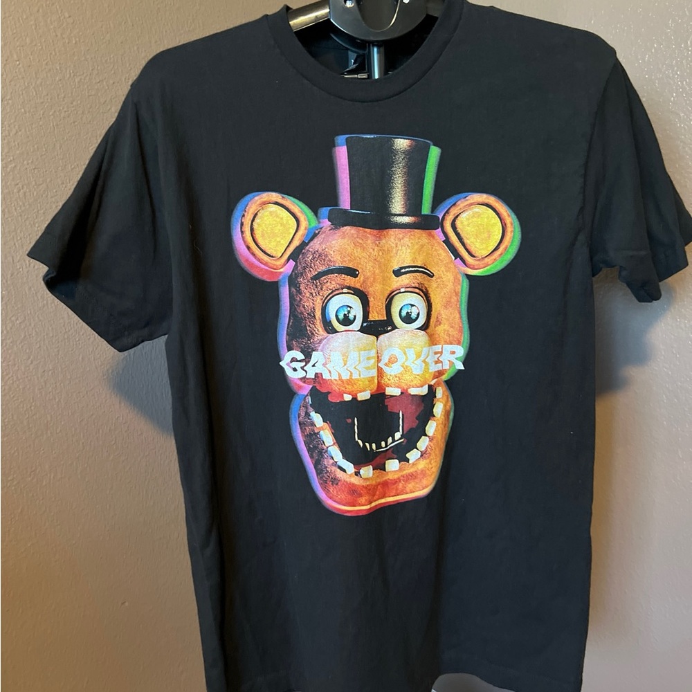 EUC- Black T-Shirt with Colorful Bear Graphic